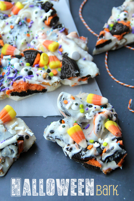 Halloween Bark broken into pieces