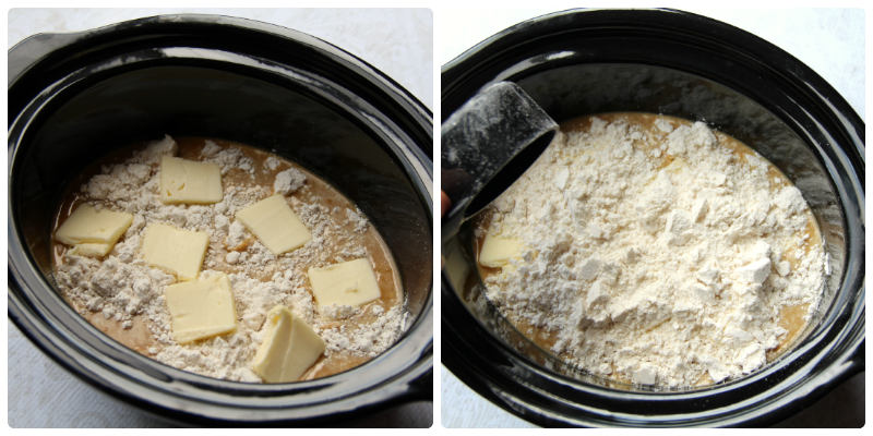 ingredients for crockpot pumpkin pie in a black slow cooker