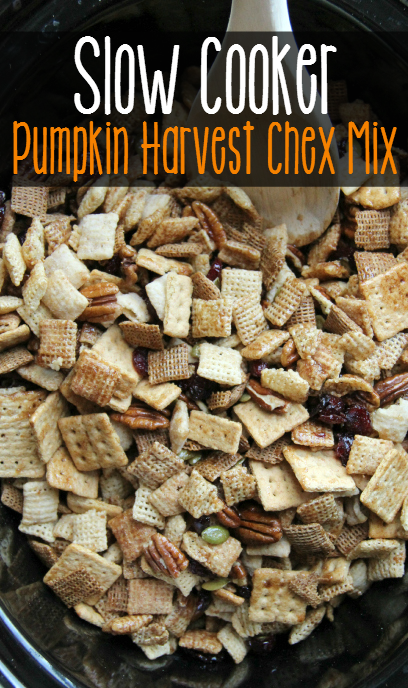 Pumpkin Harvest Chex Mix in a slow cooker