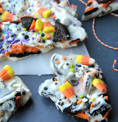 Halloween Bark broken into piece