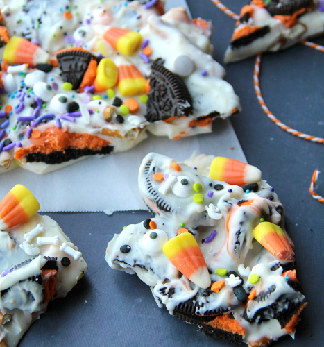 Halloween Bark broken into piece