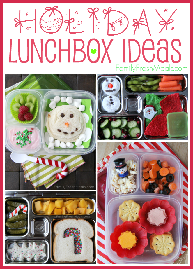 Collage image of 4 Holiday Lunchbox Ideas