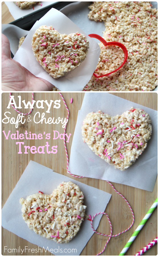 Rice krispy treats cut into heart shapes