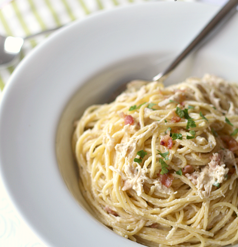 Slow Cooker Bacon Ranch Chicken and Pasta - family fresh meals - So easy, So Yummy!