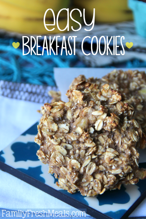 breakfast cookies on a blue patterned plate