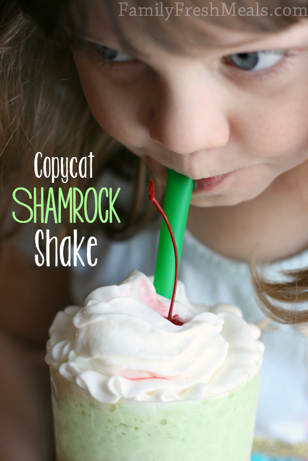 Child drinking a Copycat Shamrock Shake