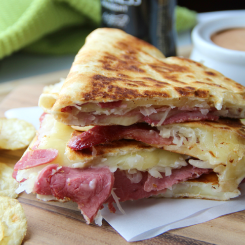 Corned Beef And Cabbage Quesadilla FamilyFreshMeals.com - Great Ideas for using up leftover corned beef!