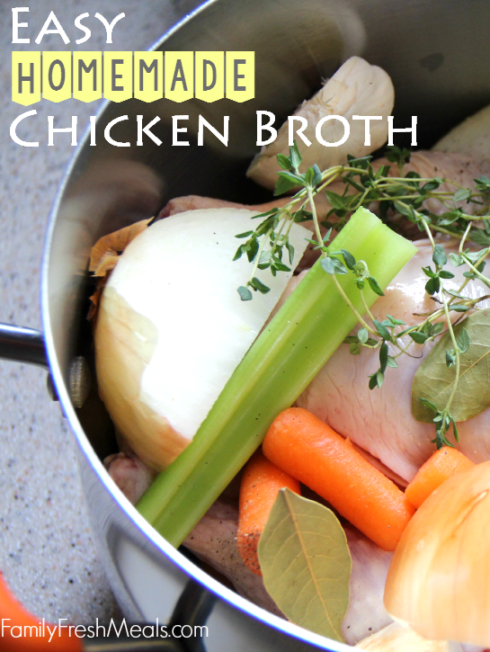 Chicken Broth ingredients in a large pot