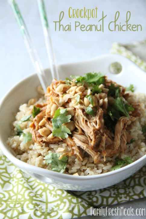 30 Easy Crockpot Recipes - Crockpot Thai Peanut Chicken ---- FamilyFreshMeals.com
