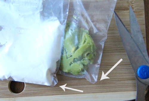 sour cream and guacamole in ziplock bags