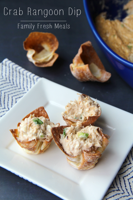 Crab Rangoon Dip inside wonton wrappers