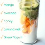 Avocado Mango Smoothie Ingredients in a mixer