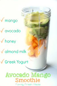 Avocado Mango Smoothie Ingredients in a mixer