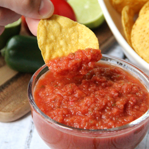 THE BEST Blender Salsa Recipe - FamilyFreshMeals.com --