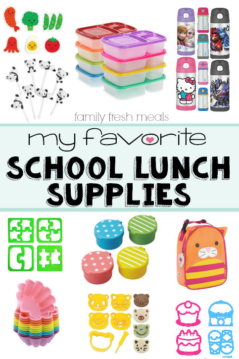 Collage image showing many School Lunch Supplies