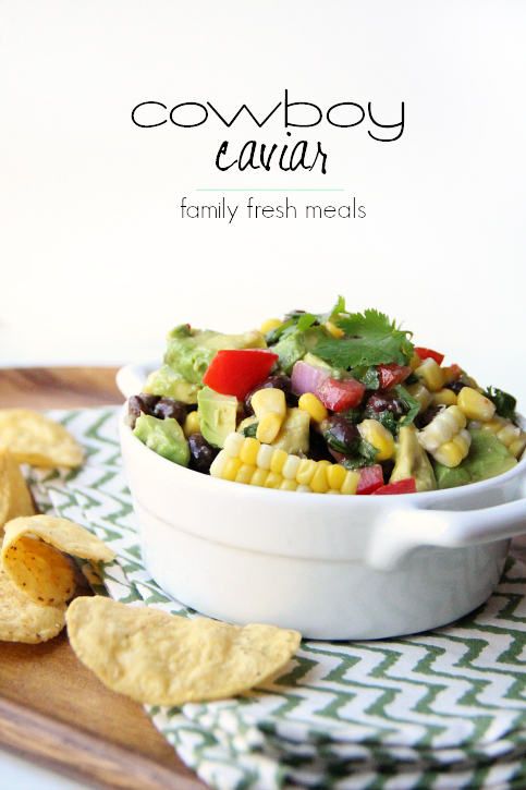 Cowboy Caviar Recipe in a white serving dish