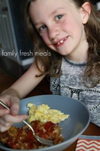 Child eating Waffle Iron Hash Brown Tater Tots 