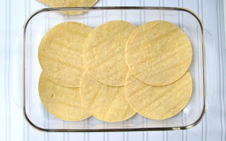 Tortillas in a baking dish