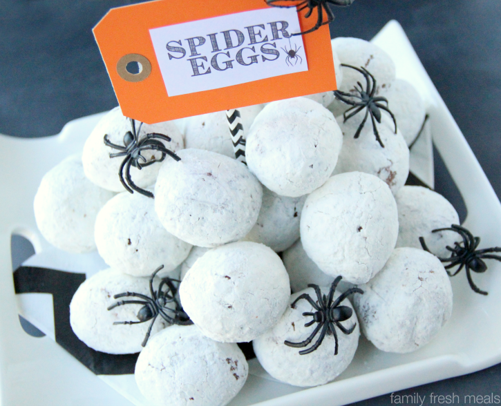 Fun Halloween Food Spider Egg Donuts - Halloween Appetizer - FamilyFreshMeals.com