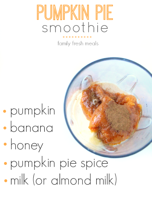 Pumpkin Pie Smoothie ingredients in a small blender cup