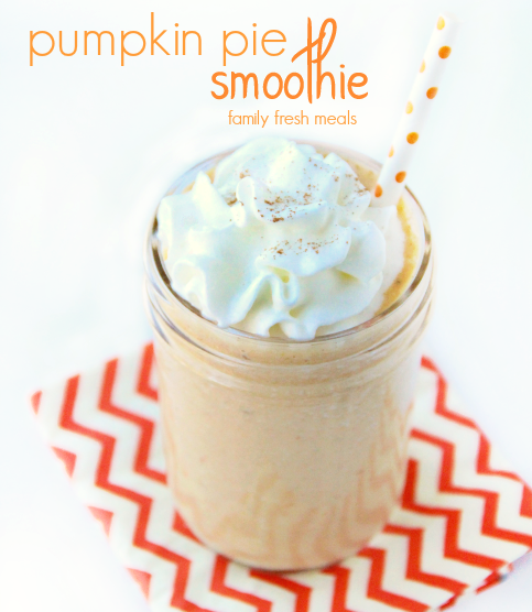 Pumpkin Pie Smoothie in a glass with a straw