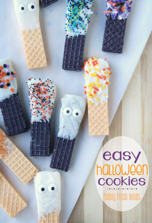 Easy Halloween Waffler cookies on parchment paper