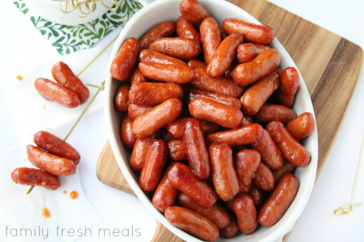 Crockpot Honey Garlic Little Smokies - familyfreshmeals.com - amazingly easy appetizer