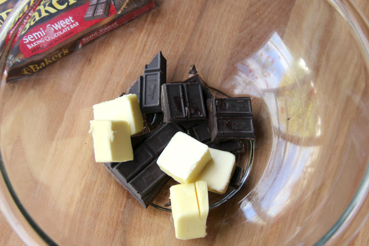 chocolate and butter in a glass bowl