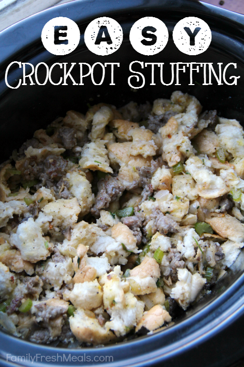 Stuffing in a black slow cooker