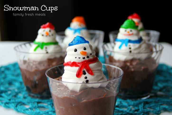 Five Snowman Pudding Cups