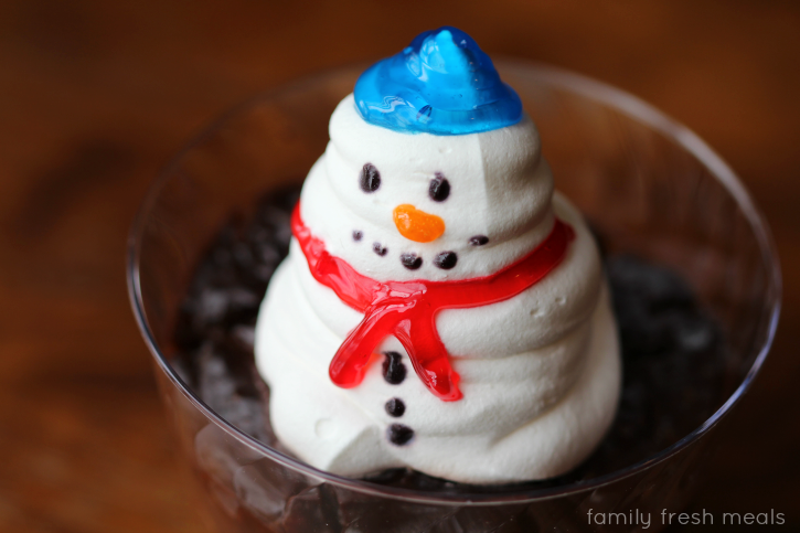 Snowman pudding cup