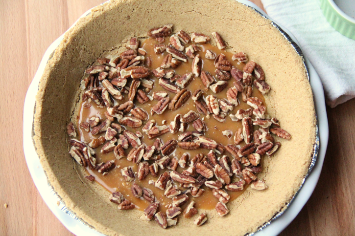 nuts added to the top of caramel layer