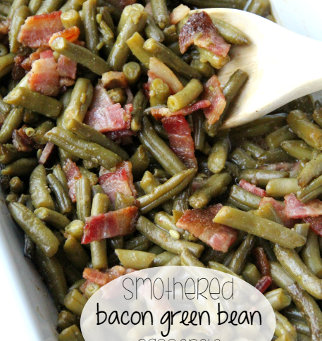 Smothered Bacon Green Bean Casserole - FamilyFreshMeals.com