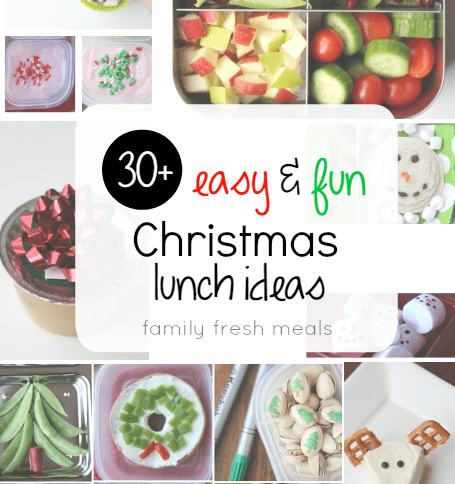 Collage image showing different holiday lunchbox ideas