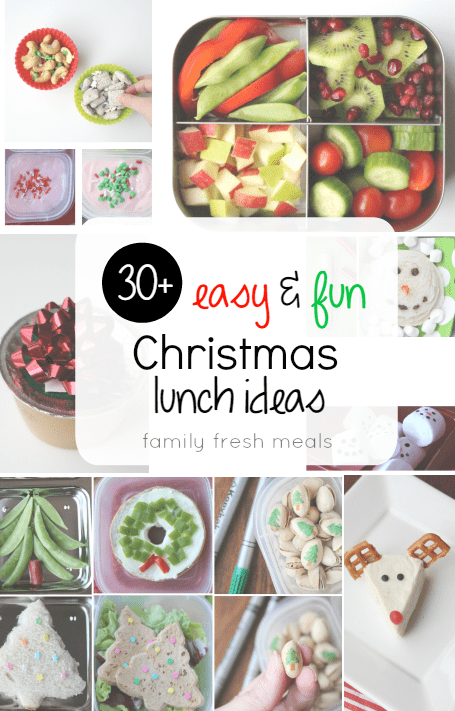 Collage image of Fun Christmas Food Ideas for lunchboxes