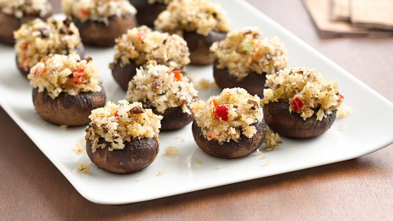  Italian Stuffed Mushrooms on a white plate