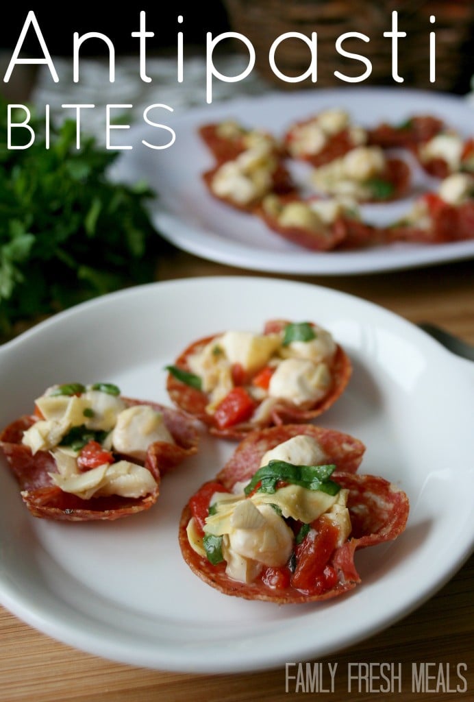 30 Easy Appetizers People LOVE - Antipasti Bites served on white plater
