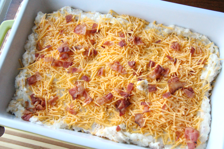 Easy Twice Baked Potato Casserole in a baking dish