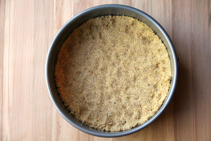 crust for cheesecake pressed into a the bottom of a springform pan