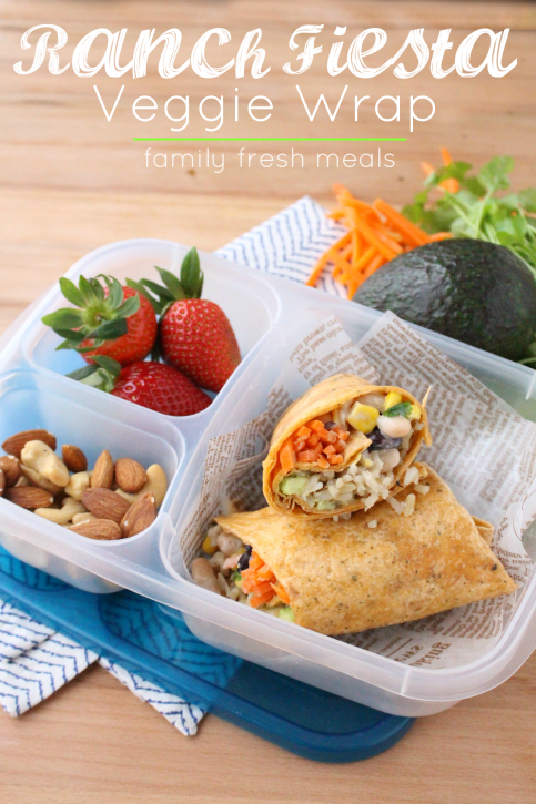 Easy Fiesta Ranch Veggie Wrap Packed in a lunchbox