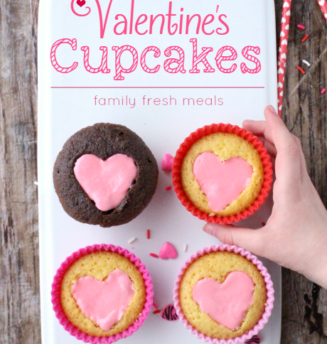 Easy Heart Valentine Cupcakes -Valentine's Day Treat Recipes