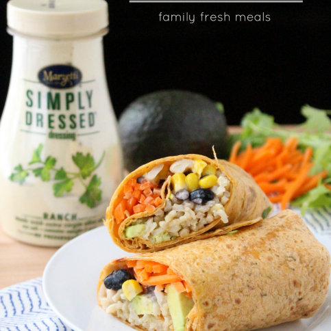 Easy Ranch Fiesta Veggie Wrap Recipe stacked on a white plate
