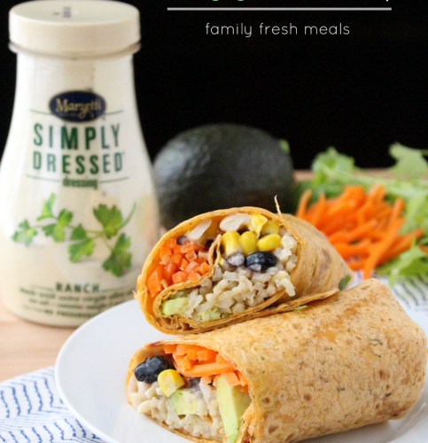 Easy Ranch Fiesta Veggie Wrap Recipe stacked on a white plate