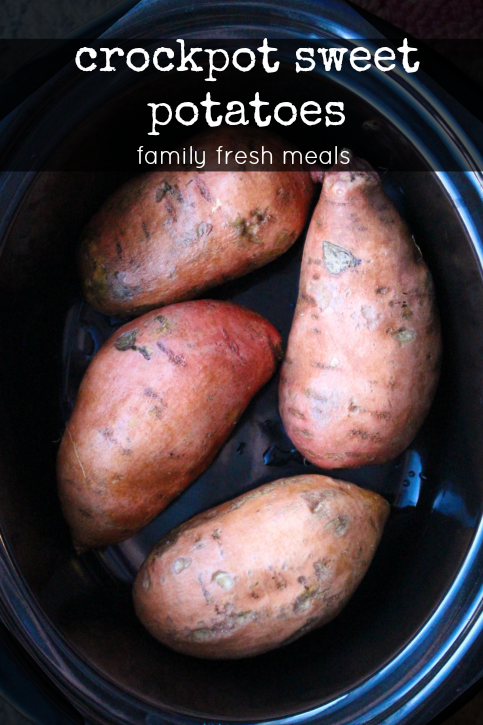 4 sweet potatoes in a slow cooker