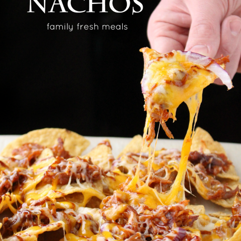 Pulled Pork Nachos - the best appetizer for football season. FamilyFreshMeals.com