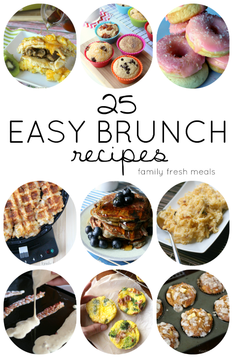 Collage image showing 9 different EASY BRUNCH RECIPES