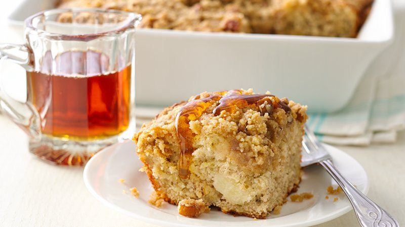 Impossibly Easy Banana Bread Coffee Cake on a white plate