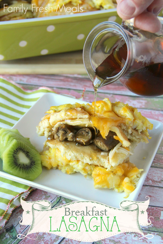 Breakfast Lasagna Casserole on a white plate