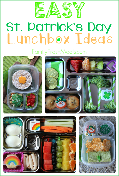 collage image of 4 different St. Patrick's Day Lunchbox Ideas