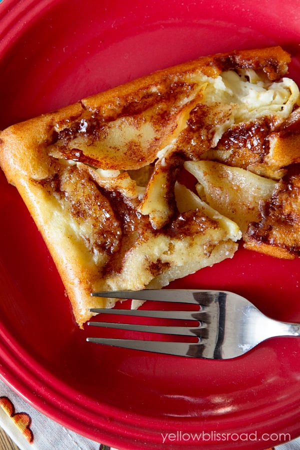 Apple Oven Pancake on a red plate